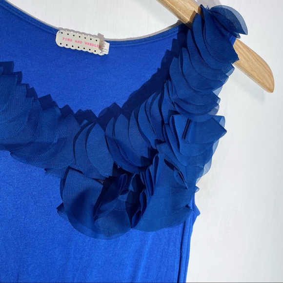 Pins and Needles Blue Ruffle Tank Top 100% Rayon - Picture 3 of 5